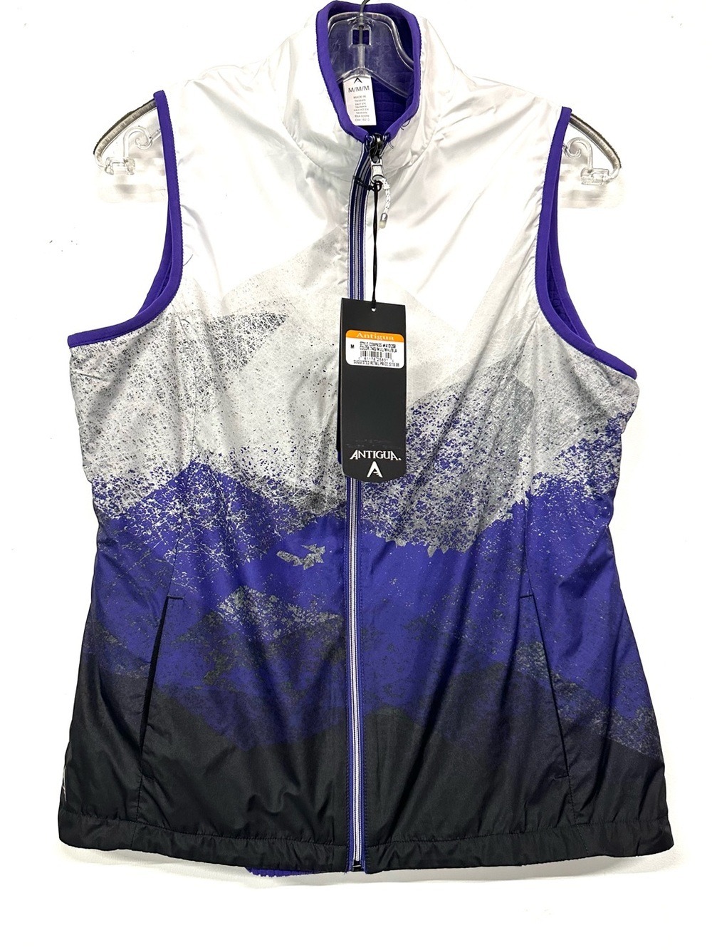 Antigua Womens Medium Reversible Performance Golf Vest Purple NWT Zip Front